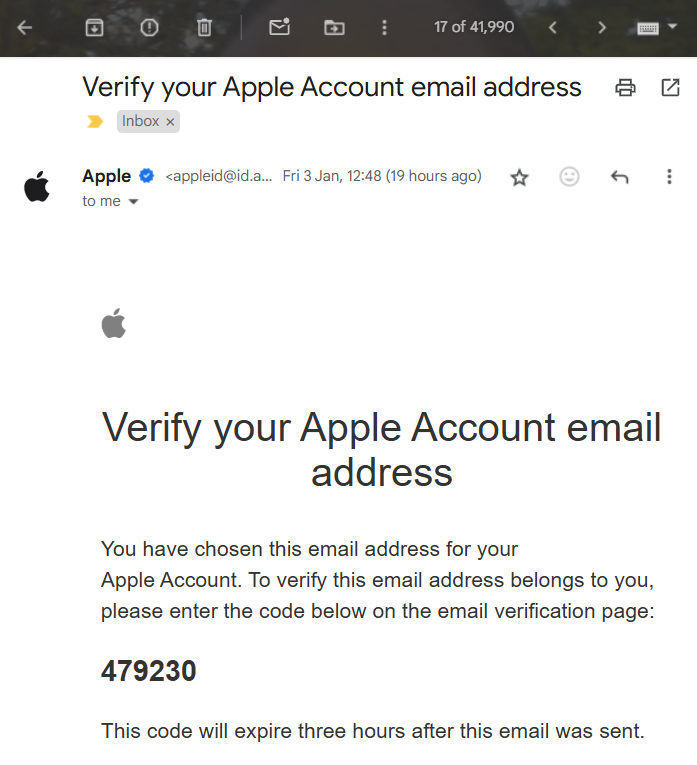 Check your email for a verification code